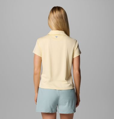 Women's PFG Tidal Tee Short Sleeve Polo, Color: Lemon Wash, image 6