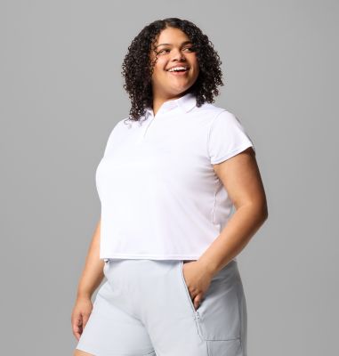 Women's PFG Tidal Tee Short Sleeve Polo - Plus Size, Color: White, image 7