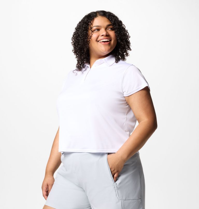 Women's PFG Tidal Tee Short Sleeve Polo - Plus Size, Color: White, image 3