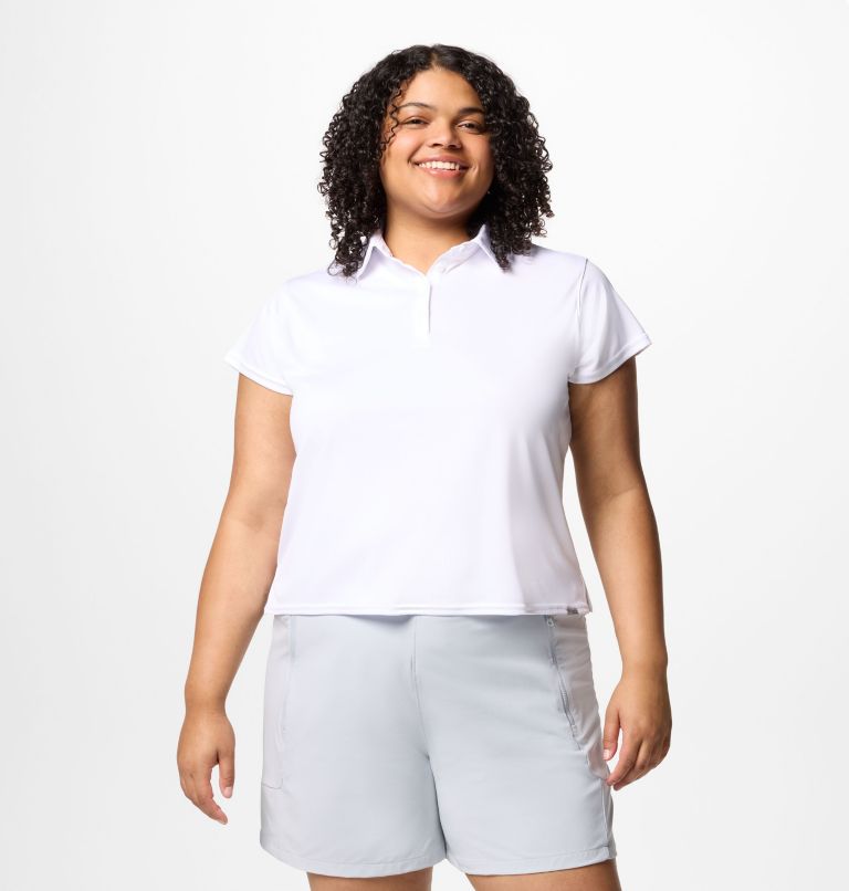 Women's PFG Tidal Tee Short Sleeve Polo - Plus Size, Color: White, image 1