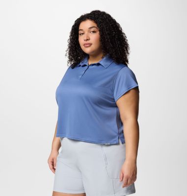 Women's PFG Tidal Tee Short Sleeve Polo - Plus Size, Color: Bluebell, image 3