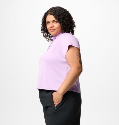 Women's PFG Tidal Tee Short Sleeve Polo - Plus Size, Color: Hydrangea, image 11