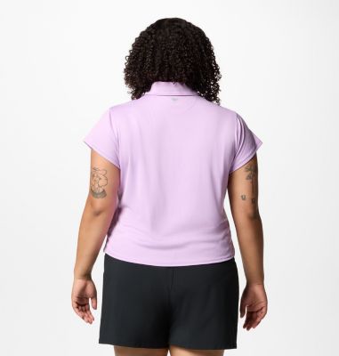 Women's PFG Tidal Tee Short Sleeve Polo - Plus Size, Color: Hydrangea, image 10