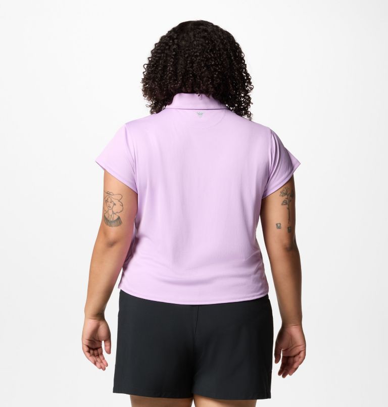 Women's PFG Tidal Tee Short Sleeve Polo - Plus Size, Color: Hydrangea, image 2