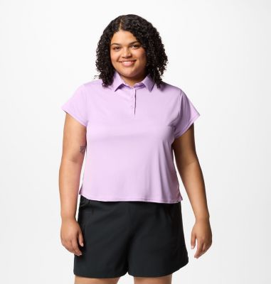 Women's PFG Tidal Tee Short Sleeve Polo - Plus Size, Color: Hydrangea, image 9