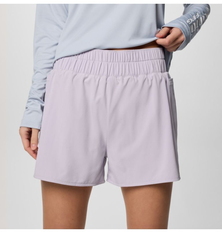 Women’s PFG Tidal Light Lined Shorts, Color: Lavender Pearl, Lemon Wash, image 4