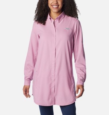 Columbia Along the Gorge Thermal Henley Long Sleeve Top - — Womens Clothing  Size: Large, Apparel Fit: Active, Color: Dark Raspberry — 1741311520-L