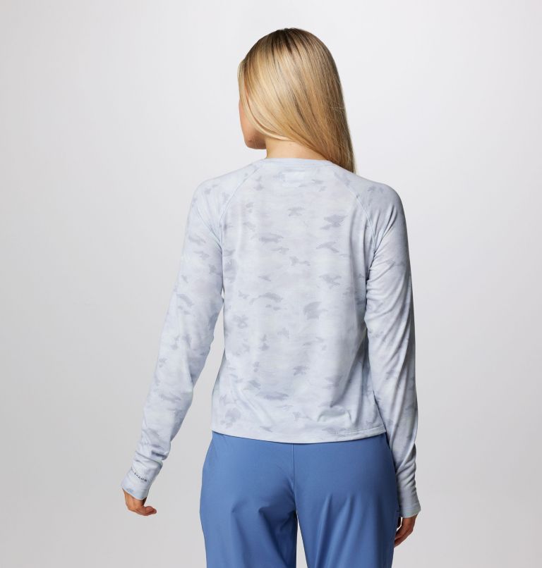 Women's PFG Uncharted Knit Long Sleeve Shirt, Color: Cirrus Grey Uncharted Waters, image 2