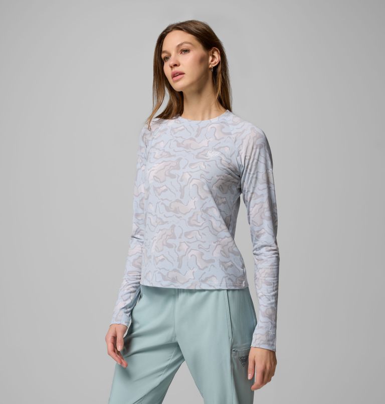 Women's PFG Uncharted Knit Long Sleeve Shirt, Color: Nimbus Grey Swamplands, image 3