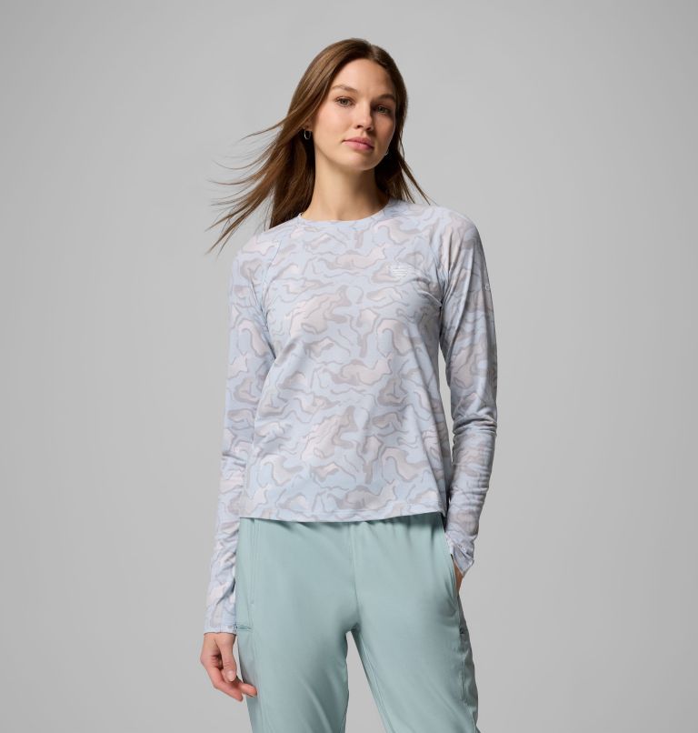 Women's PFG Uncharted Knit Long Sleeve Shirt, Color: Nimbus Grey Swamplands, image 1