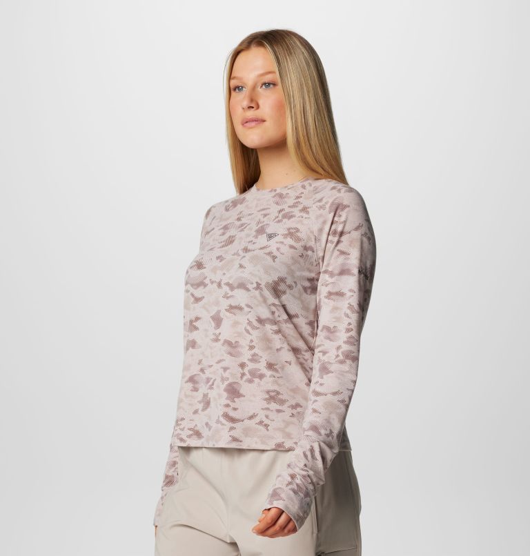 Women's PFG Uncharted Knit Long Sleeve Shirt, Color: Crushed Clay Uncharted Waters, image 4