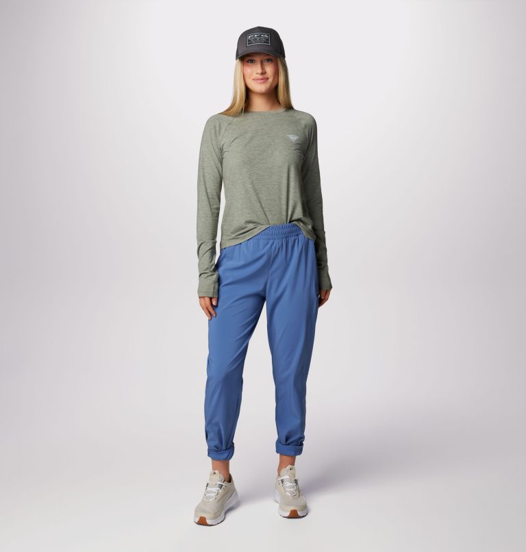 Women's PFG Uncharted Knit Long Sleeve Shirt, Color: Cypress Heather, image 3