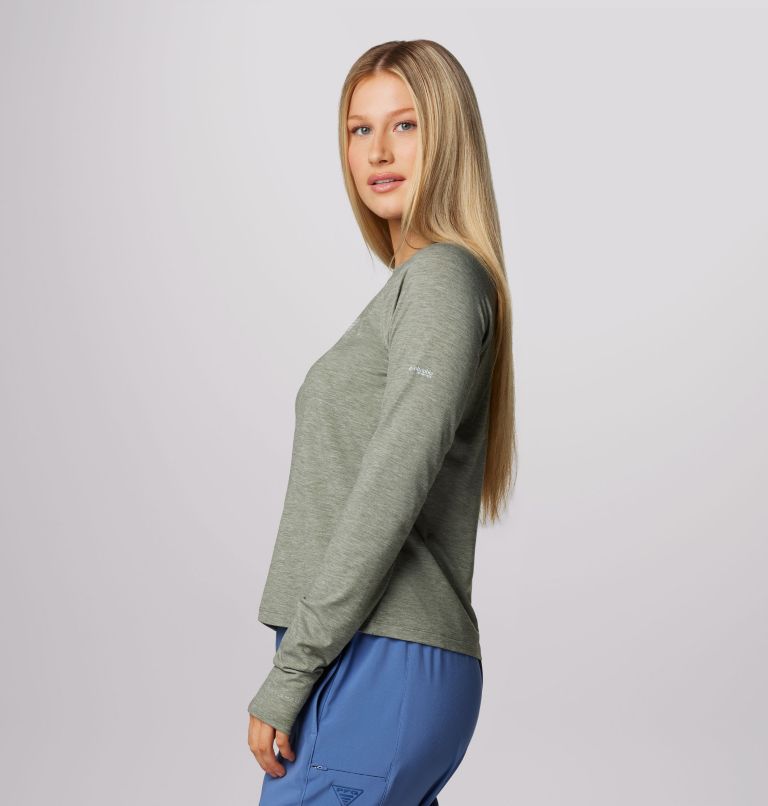 Women's PFG Uncharted Knit Long Sleeve Shirt, Color: Cypress Heather, image 4