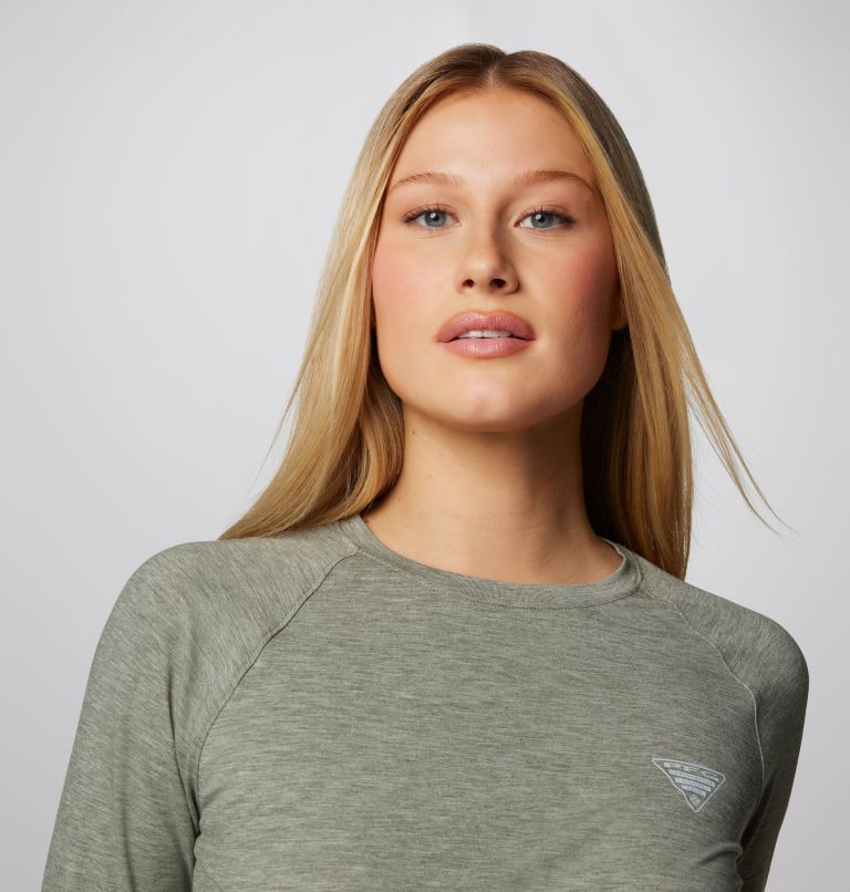Women's PFG Uncharted Knit Long Sleeve Shirt, Color: Cypress Heather, image 5