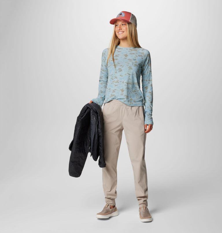 Women's PFG Uncharted Knit Long Sleeve Shirt, Color: Crushed Blue Uncharted Waters, image 3