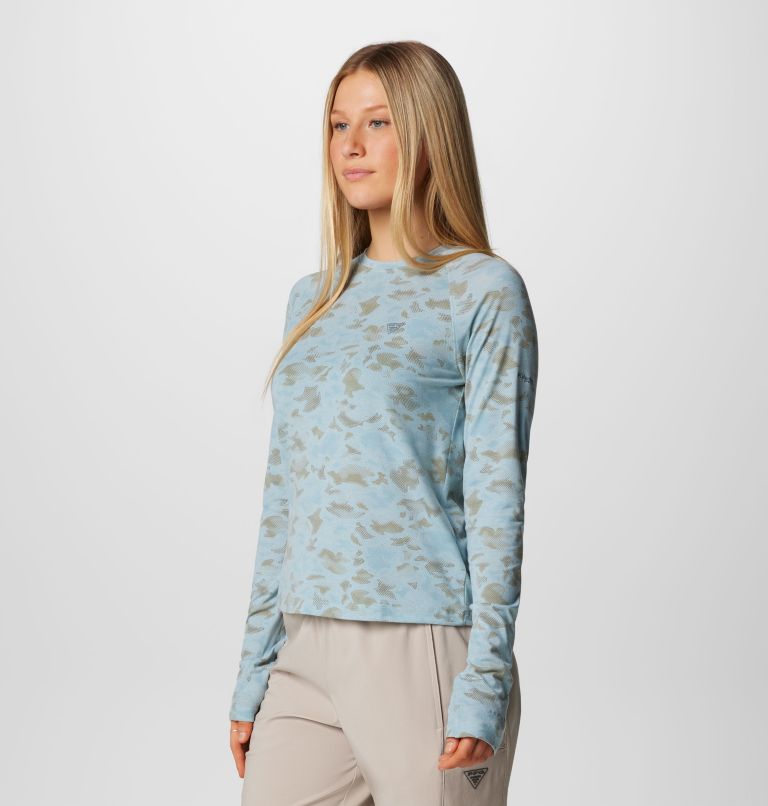 Women's PFG Uncharted Knit Long Sleeve Shirt, Color: Crushed Blue Uncharted Waters, image 4