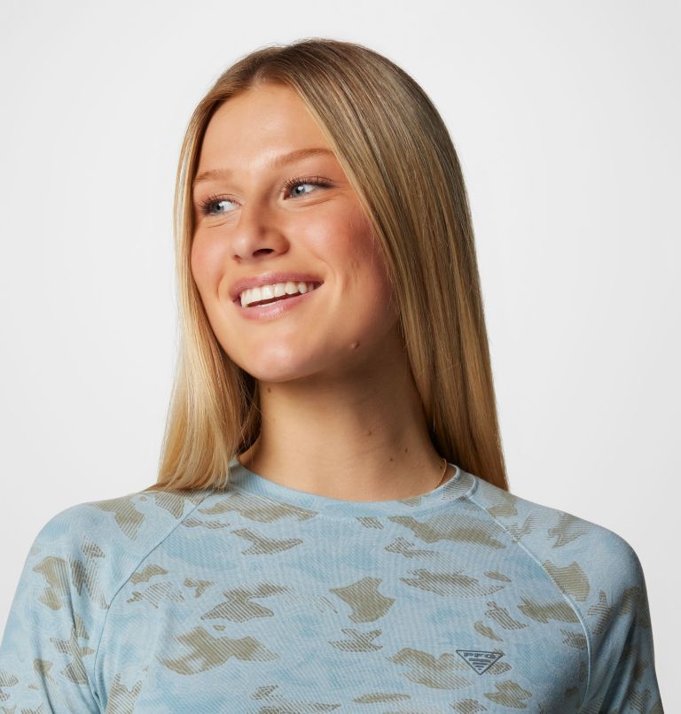 Women's PFG Uncharted Knit Long Sleeve Shirt, Color: Crushed Blue Uncharted Waters, image 5