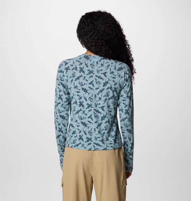 Women's PFG Uncharted Knit Long Sleeve Shirt, Color: Crushed Blue Huntfish, image 2