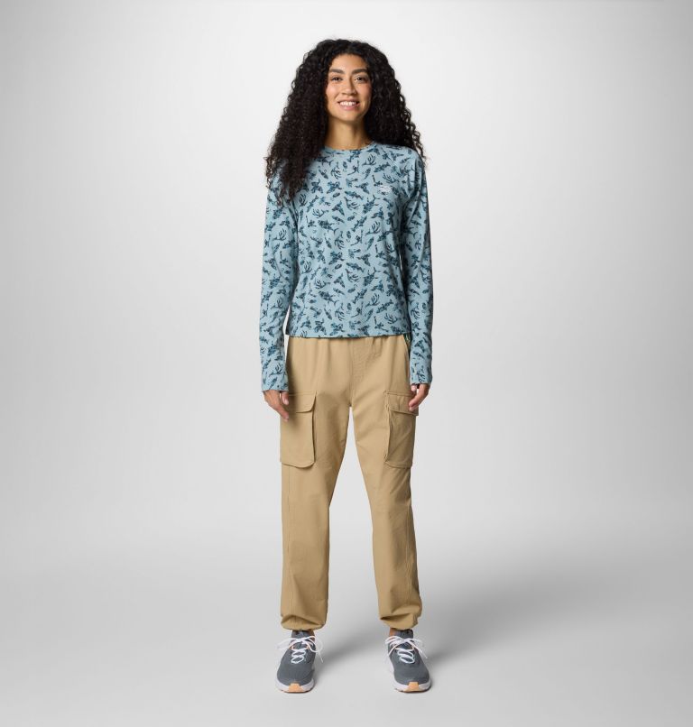 Women's PFG Uncharted Knit Long Sleeve Shirt, Color: Crushed Blue Huntfish, image 6