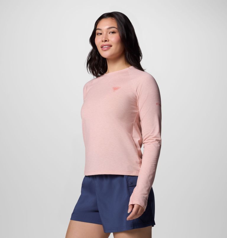 Women's PFG Uncharted Knit Long Sleeve Shirt, Color: Faux Pink Heather, image 3
