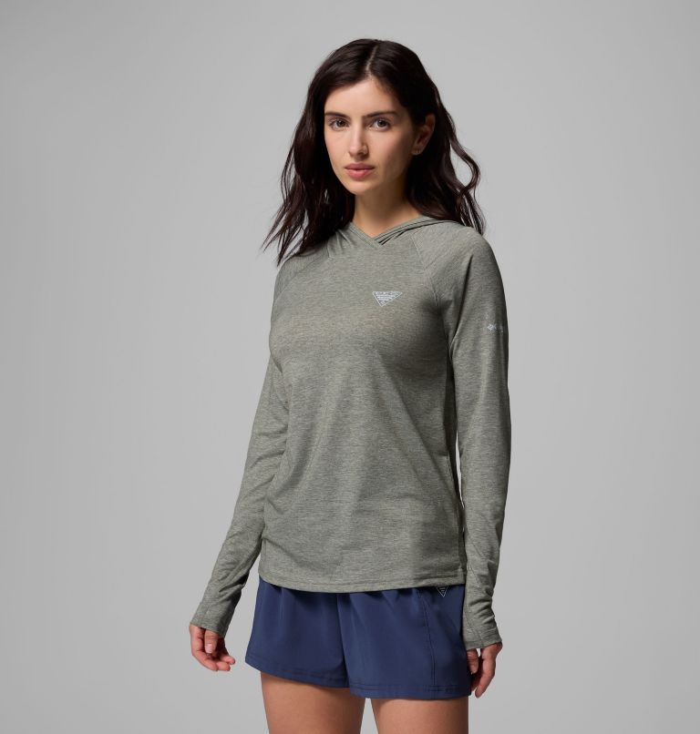 Women's PFG Uncharted Hoodie, Color: Cypress Heather, image 3
