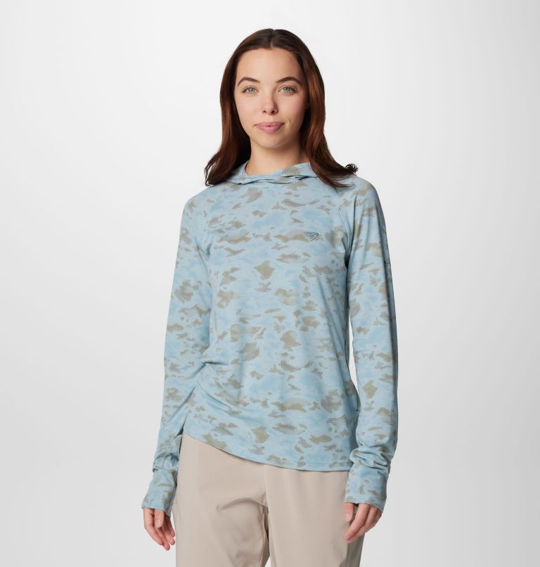 Women's PFG Uncharted Hoodie, Color: Crushed Blue Uncharted Waters, image 1