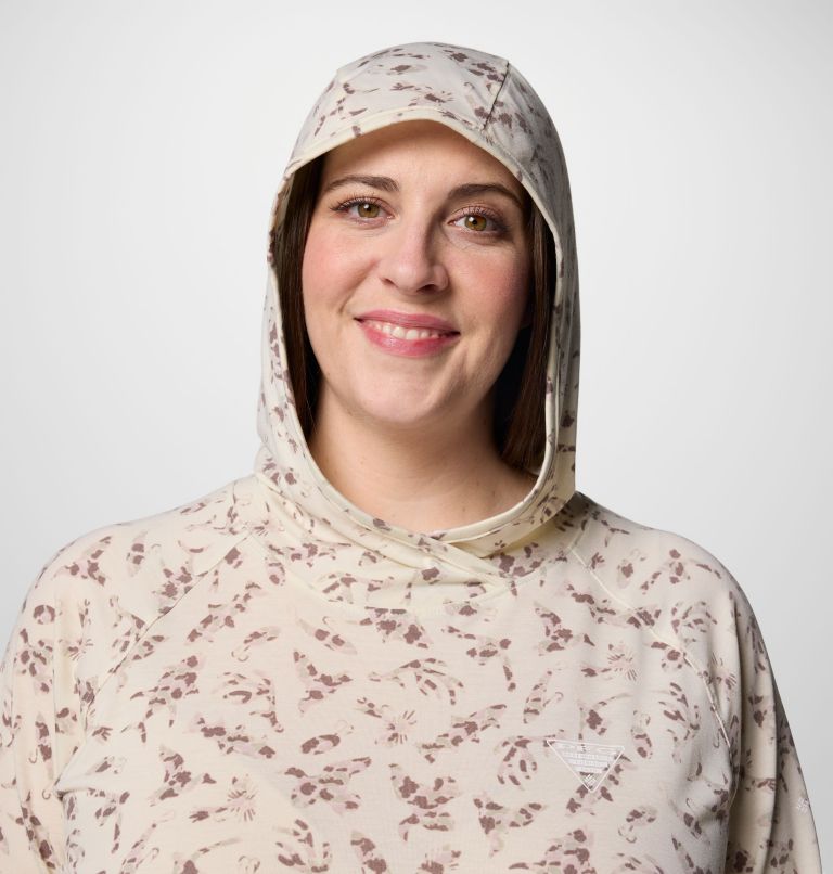 Women's PFG Uncharted Hoodie -Plus Size, Color: Stone Huntfish, image 4