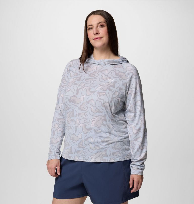 Women's PFG Uncharted Hoodie -Plus Size, Color: Nimbus Grey Swamplands, image 3
