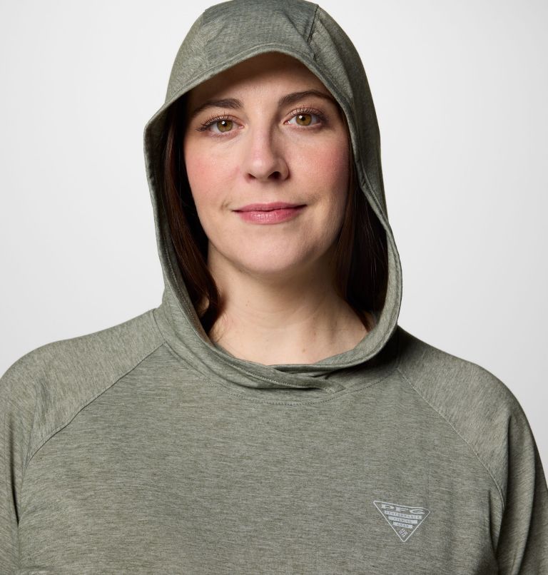 Women's PFG Uncharted Hoodie -Plus Size, Color: Cypress Heather, image 4