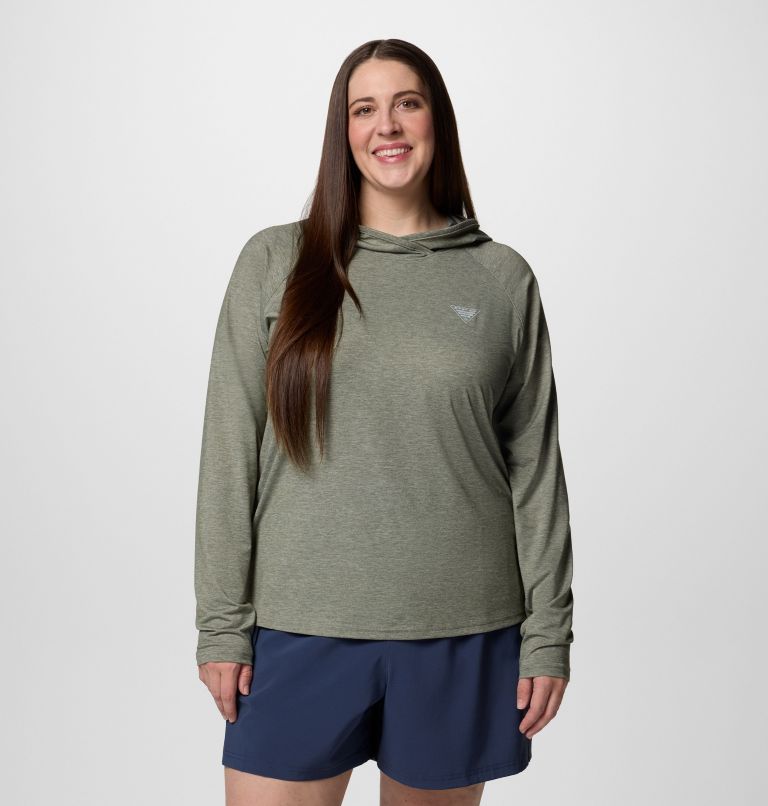 Women's PFG Uncharted Hoodie -Plus Size, Color: Cypress Heather, image 1