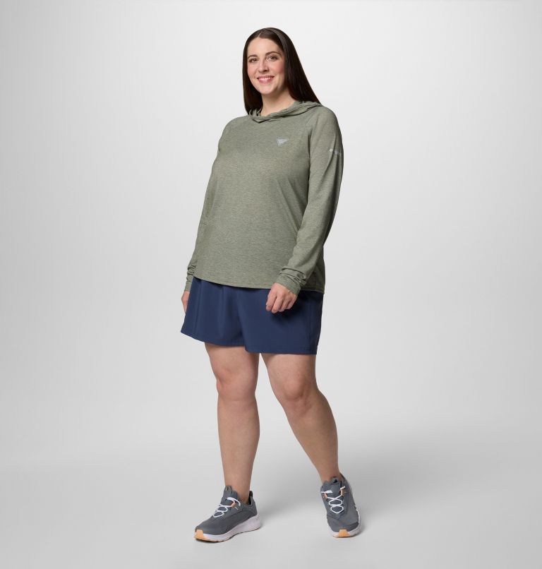 Women's PFG Uncharted Hoodie -Plus Size, Color: Cypress Heather, image 5