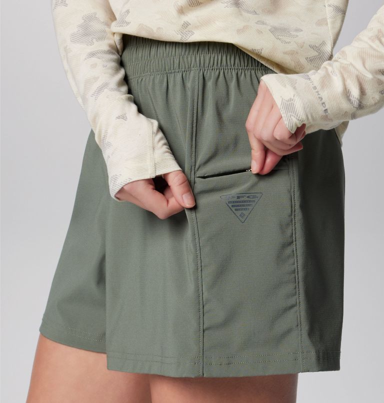 Women's PFG Uncharted Shorts, Color: Cypress, image 7