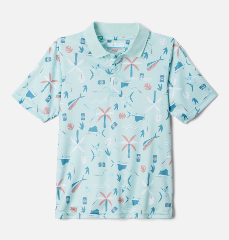 Boys' PFG Super Slack Tide Polo, Color: Icy Morn Retrobait, image 1
