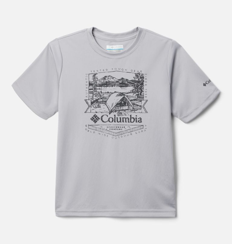 Boys' Fork Stream Technical Graphic T-Shirt, Color: Columbia Grey, Lakeside Badge, image 1