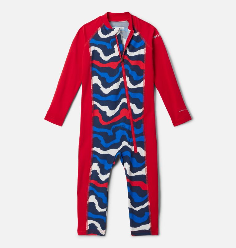 Toddler Sandy Shores II Sunsuit, Color: Coll Navy Wavy, Mountain Red, image 1
