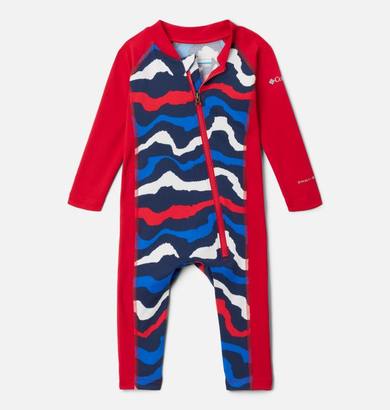Infant Sandy Shores II Sunsuit, Color: Coll Navy Wavy, Mountain Red, image 1
