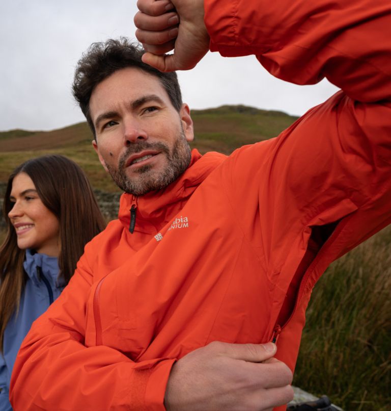 Men's Ampli-Dry III Waterproof Hiking Shell Jacket, Color: Spicy, image 13