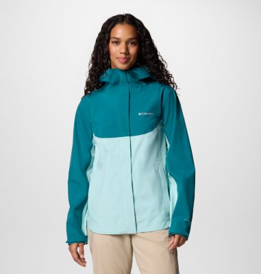 Women's Wahkeena Falls 3L Waterproof Hiking Shell, Color: River Blue, Spray, image 1