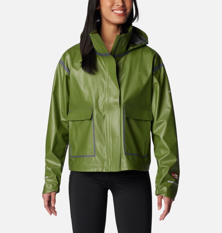 Columbia TITANIUM OMNI TECH L Women Jacket Waterproof Coat Green Sportswear  Hood 