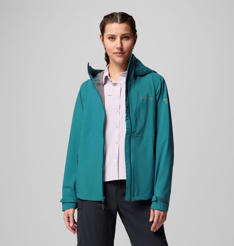 Women's Ampli-Dry II Waterproof Hiking Shell Jacket, Color: River Blue, image 5