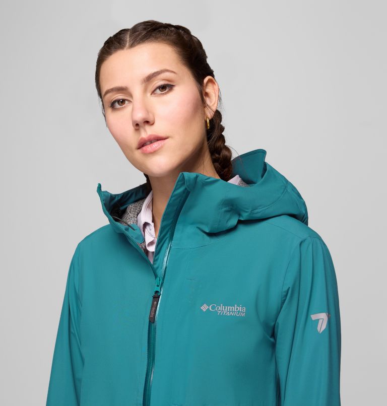 Women's Ampli-Dry II Waterproof Hiking Shell Jacket, Color: River Blue, image 7