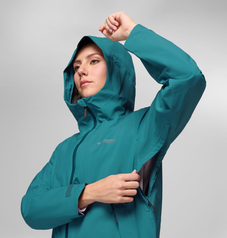 Women's Ampli-Dry II Waterproof Hiking Shell Jacket, Color: River Blue, image 9