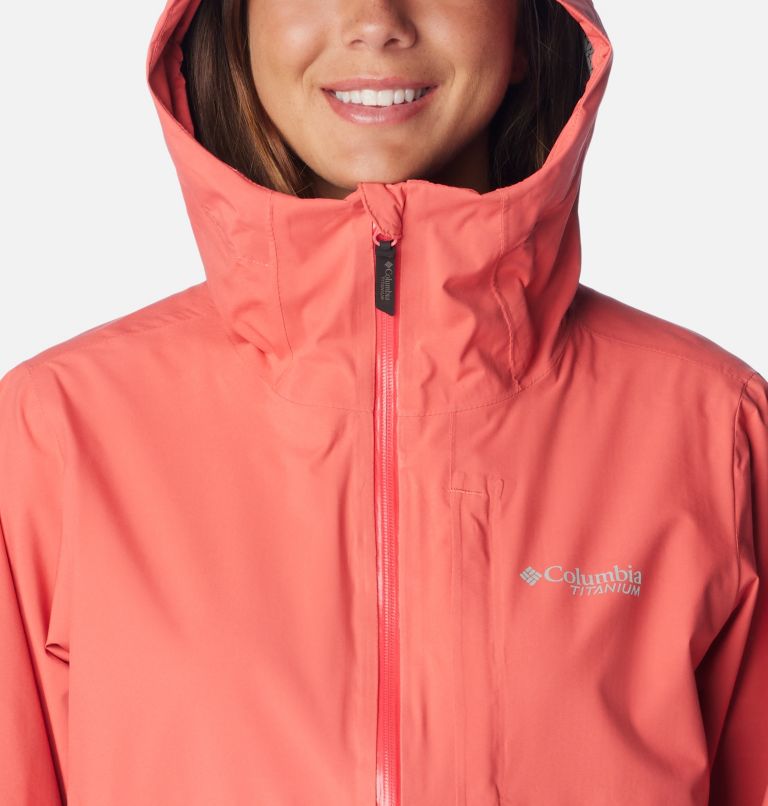 Women's Ampli-Dry II Waterproof Hiking Shell Jacket, Color: Juicy, image 4