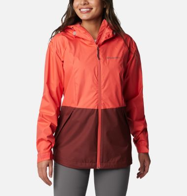 Chubasquero impermeable para mujer, chaqueta impermeable larga para mujer,  rompevientos, gabardina al aire libre (color rosa, talla: XL)