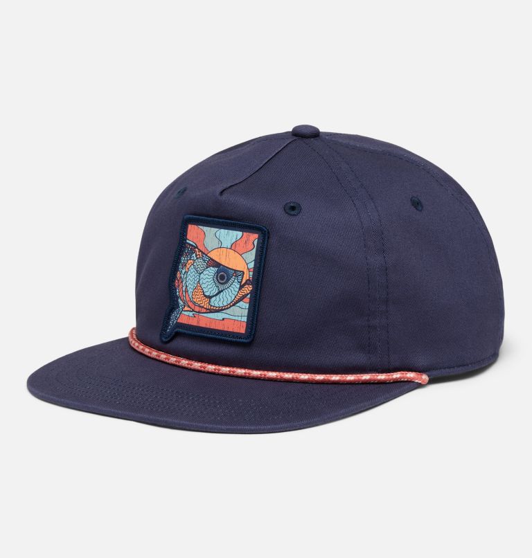 PFG Back Tack Snap Back, Color: Nocturnal, Sunset Fish Graphic, image 1