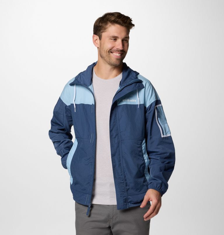 Men's Challenger II Windbreaker, Color: Dark Mountain, Ripple Blue, image 6