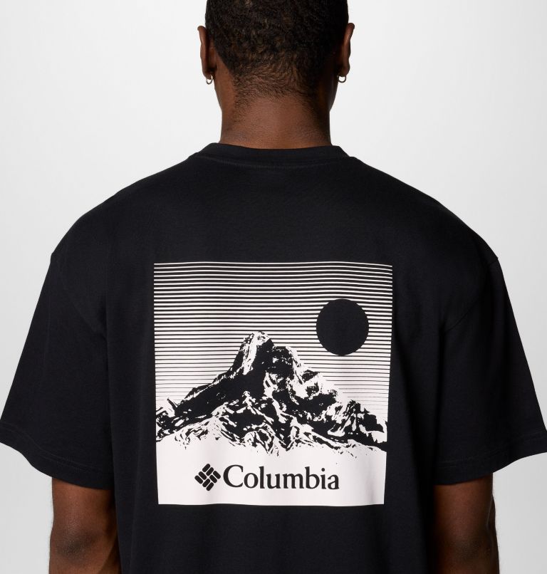 T-shirt stampata in cotone biologico Black Butte da uomo, Color: Black, Linear View, image 5