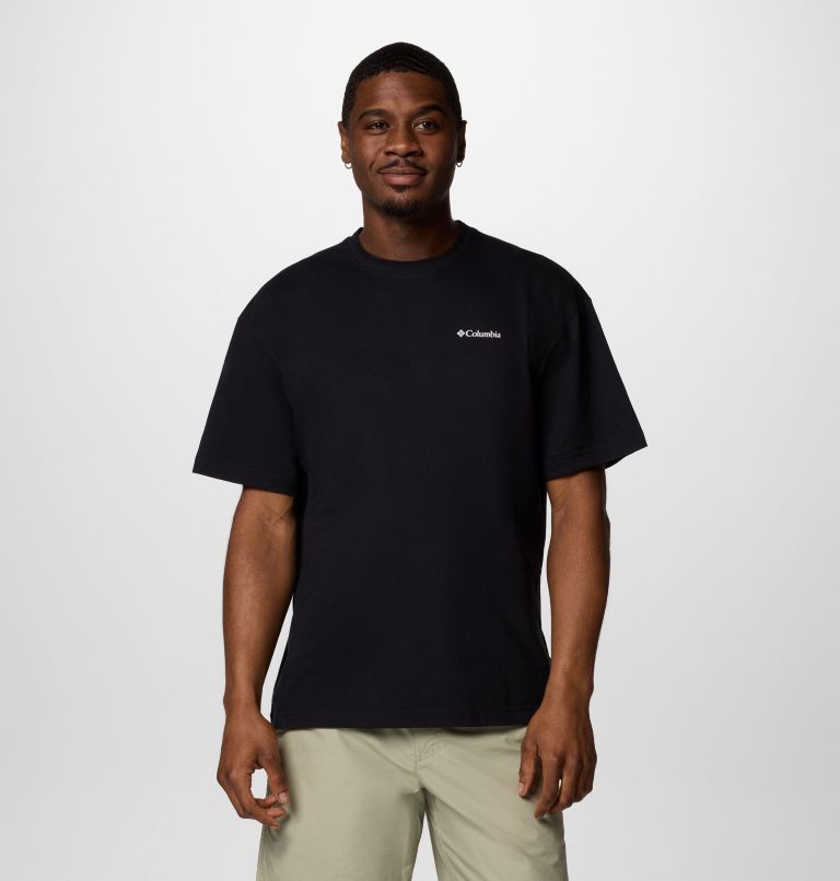 T-shirt stampata in cotone biologico Black Butte da uomo, Color: Black, Linear View, image 2