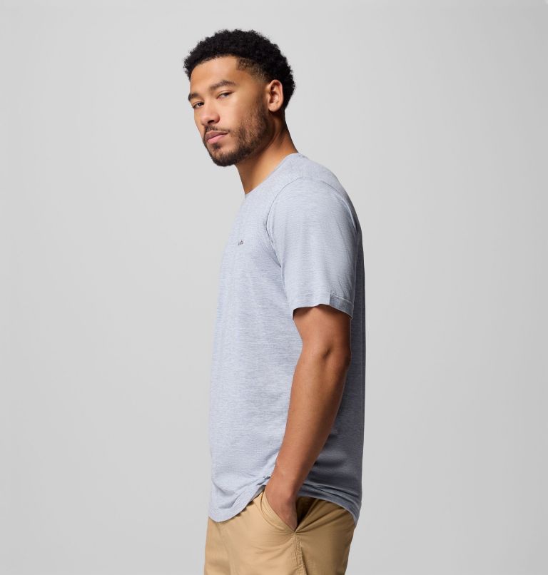 Men's Kwick Hike Back Graphic Short Sleeve T-Shirt, Color: Tradewinds Grey Heather, Linescape, image 4