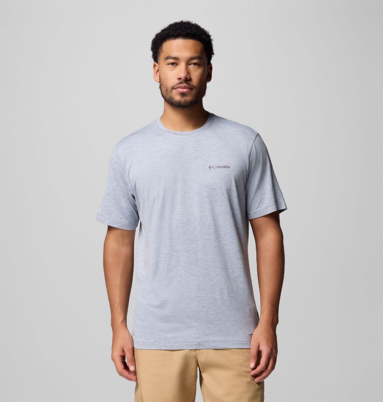 Men's Kwick Hike Back Graphic Short Sleeve T-Shirt, Color: Tradewinds Grey Heather, Linescape, image 1